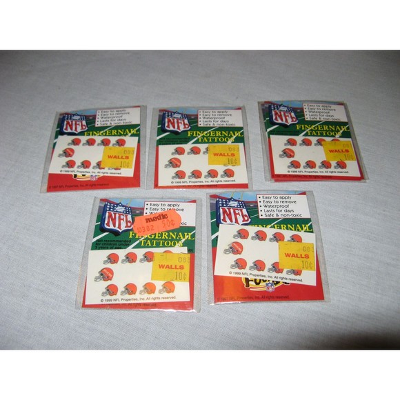 NFL Fingernail Tattoos Lot Of 5 Packages All Cleveland Browns 1997 Football - Picture 1 of 4